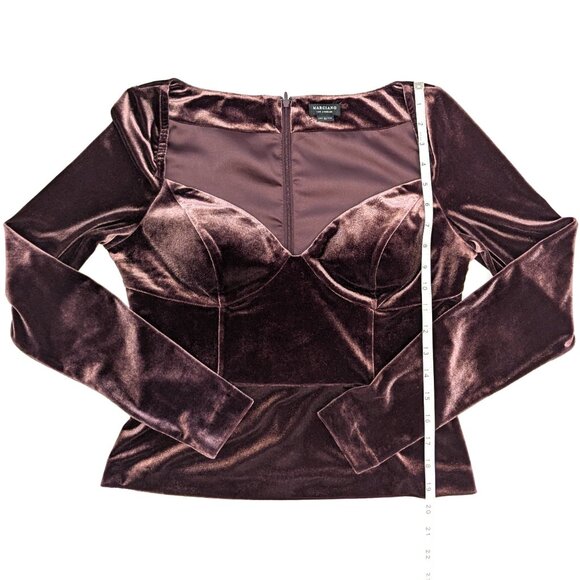 Guess by Marciano | Aurore Deep Purple Velvet Bustier Blouse Top | Size Medium - Picture 11 of 16